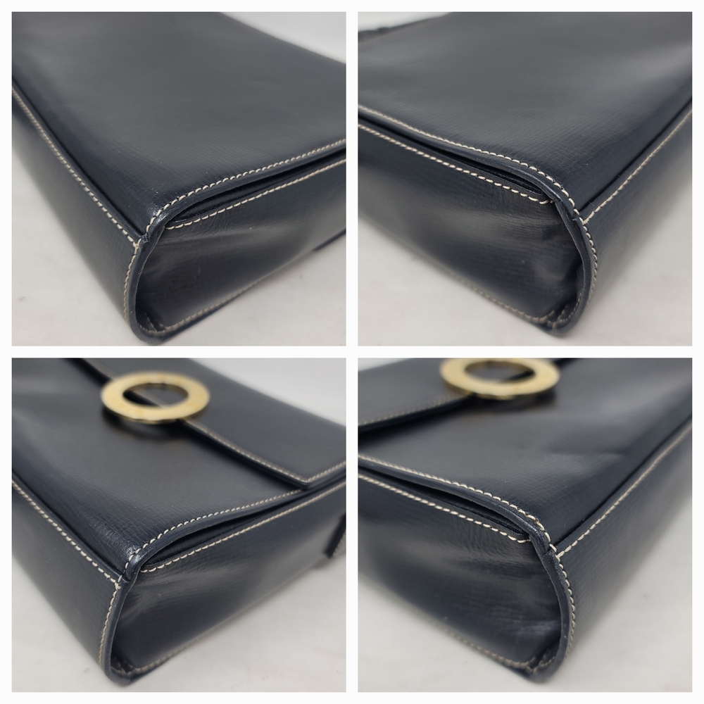 Vintage Celine Gold Ring Box Black Leather Small Crossbody Hand Bag Authentic - Picture 8 of 14